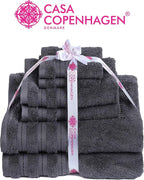 CASA COPENHAGEN Bella 6 Pieces Towel Set- Pinstripe Grey, 600 GSM 2 Bath Towel - Image 4
