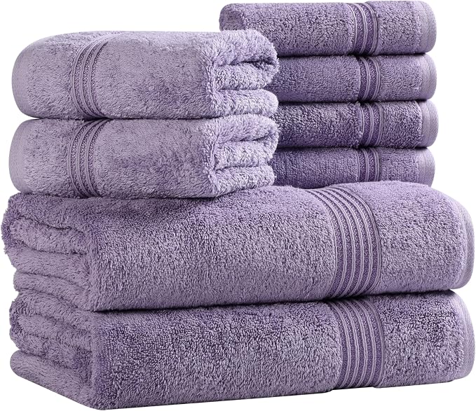 Superior Egyptian Cotton 8-Piece Towel Set, Guest Bath Decor Essentials - Image 2