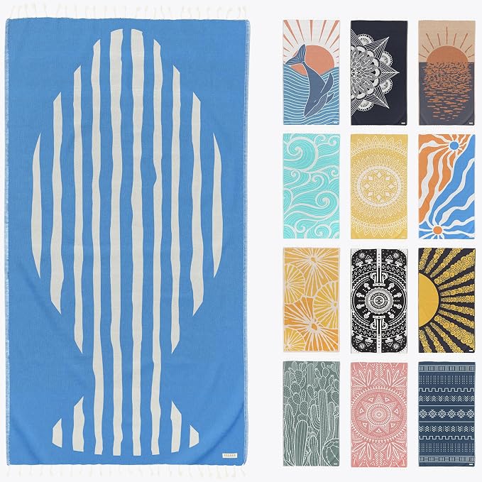 FESHKA Sand Proof Turkish Beach Towel – Oversized, Quick Dry & Lightweight by FESHKA