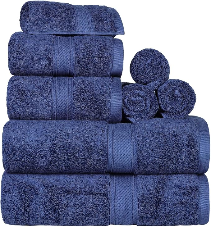SUPERIOR Egyptian Cotton Pile 8 Piece Towel Set, Includes 2 Bath, 2 Hand - Image 4