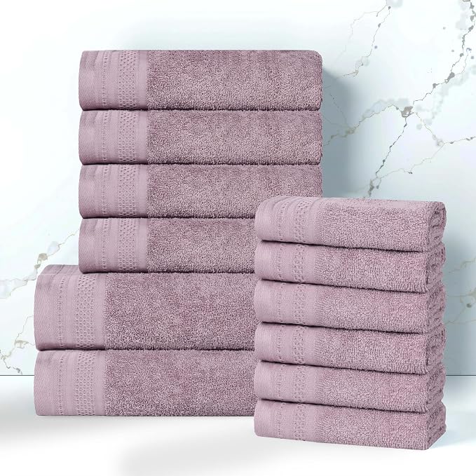 Superior Honeycomb 100% Cotton 500 GSM 12 Piece Bath Towel Set, 6 Washcloths - Image 2