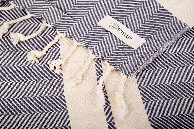 Bersuse 100% Cotton Herringbone XL Throw Blanket - Image 8