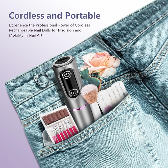 TUOBEO Cordless Nail Drill Electric Rechargeable File Kit, Professional Efile - Image 7