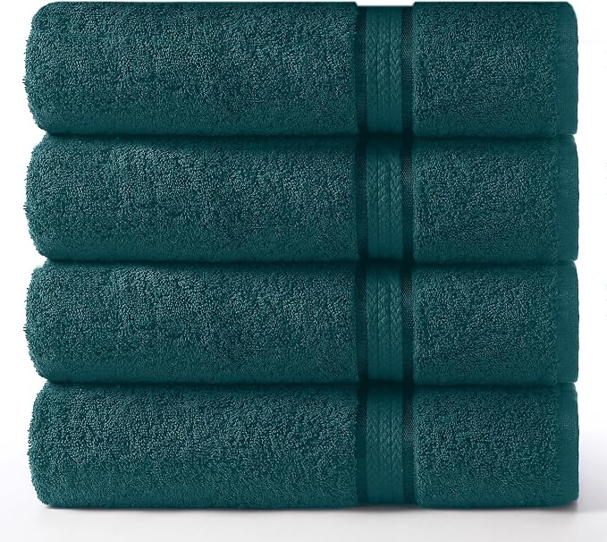Cotton Craft Ultra Soft 4 Pack Oversized Extra Large Bath Towels 30x54 Teal by COTTONCRAFT