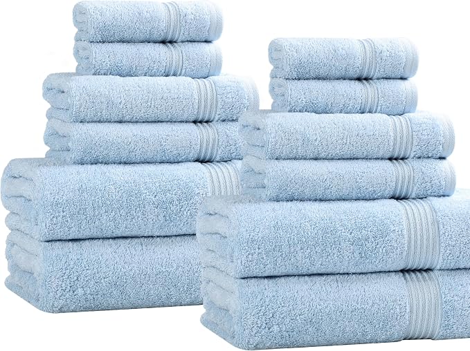 Superior Egyptian Cotton 12-Piece Towel Set, Guest Bath Decor Essentials - Image 2