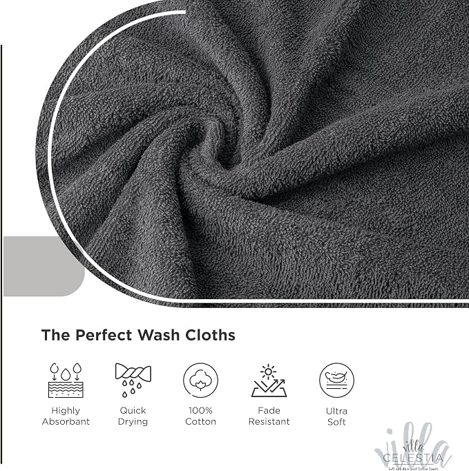 100% Cotton Wash Cloth for face & Body Set of 6, Sustainable, Highly Absorbent - Image 3