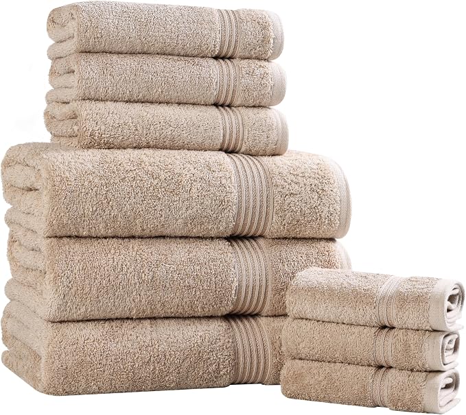 Superior Egyptian Cotton 9-Piece Towel Set, Guest Bath Decor Essentials - Image 2