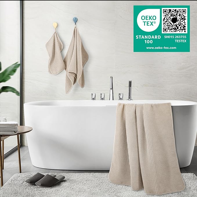 POLYTE 430 GSM Microfiber Quick Dry Lint Free Oversize Bath Towel Set, 6 Piece - Image 3