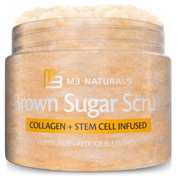 Brown Sugar Scrub Face Foot & Body Exfoliator Infused by M3Naturals