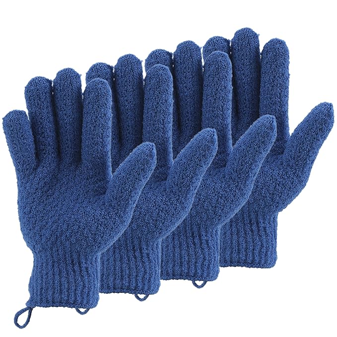 2 Pairs Bath Exfoliating Gloves by cleedy