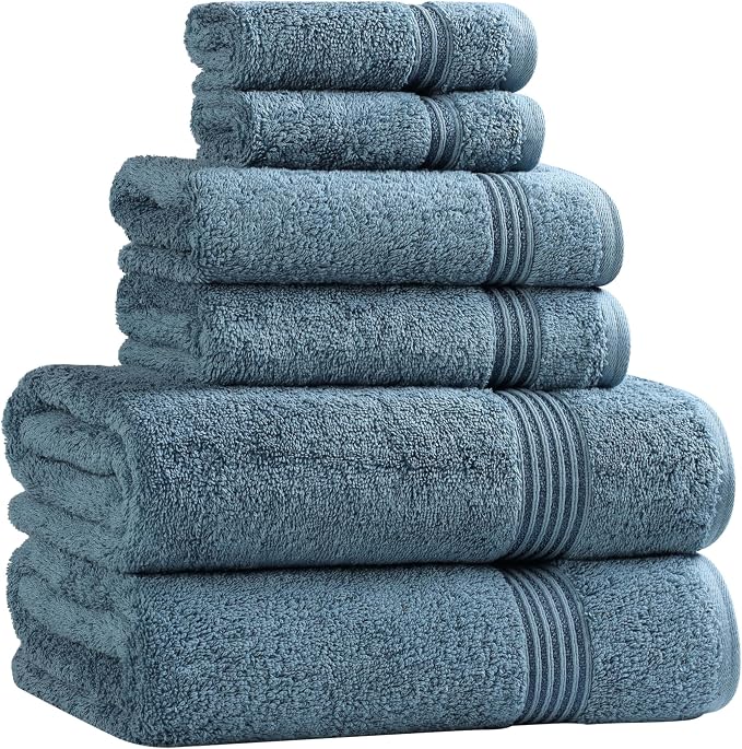 Superior Egyptian Cotton 6-Piece Towel Set, Bathroom Essentials, Towels by SUPERIOR