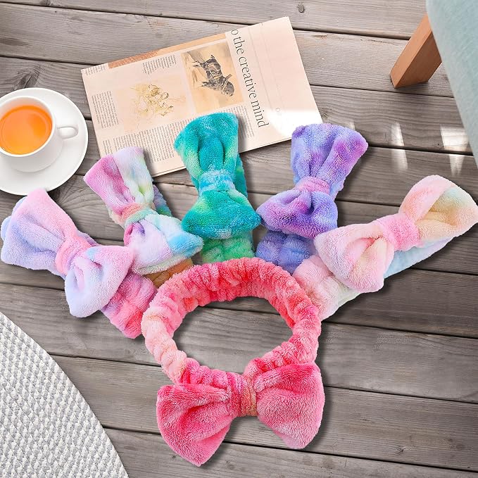 WSYUB Skincare Headband, Tie Dye Color, Soft Coral Fleece, - Image 7