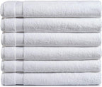 Amazon Basics 6-Pack Bath Towels, 100% Ring Spun Cotton, 600 GSM, Lightweight by AmazonBasics