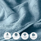 Superior Solid Egyptian Cotton Bath Towel Set, Denim Blue - Image 7