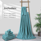 Smuge 8-Piece Turquoise Bath Towel Set, 2 Extra Large Bath Towel Sheets - Image 6