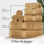 SUPERIOR Egyptian Cotton Pile 8 Piece Towel Set, Includes 2 Bath, 2 Hand - Image 4