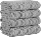 Microfiber Waffle Bath Towels, 4 Pieces, Fast Drying, Lint Free 430 GSM by Unknown