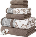Modern Threads Floral Trail 6-Piece 100% Cotton Towel Set – Reversible Yarn by ModernThreads