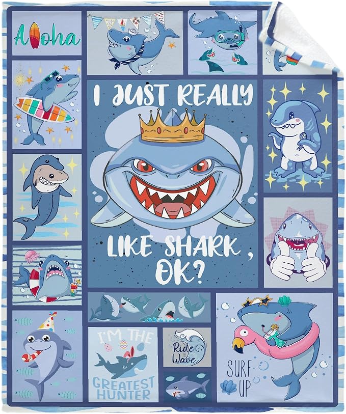 Fish Shark Flannel Fleece Blanket Throw Couch Microfiber Soft Cozy Lightweight by DOREALA