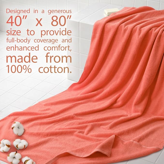 Cotton Paradise 100% Cotton 40x80 Oversized Bath Sheet, Extra Large Turkish - Image 2