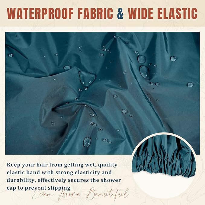 Reusable Shower Cap for Women, Large Waterproof Shower Bonnet - Image 6