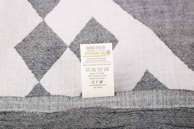 Bersuse 100% Cotton Bahamas XL Throw Blanket Turkish Towel Beach Blanket - Image 8