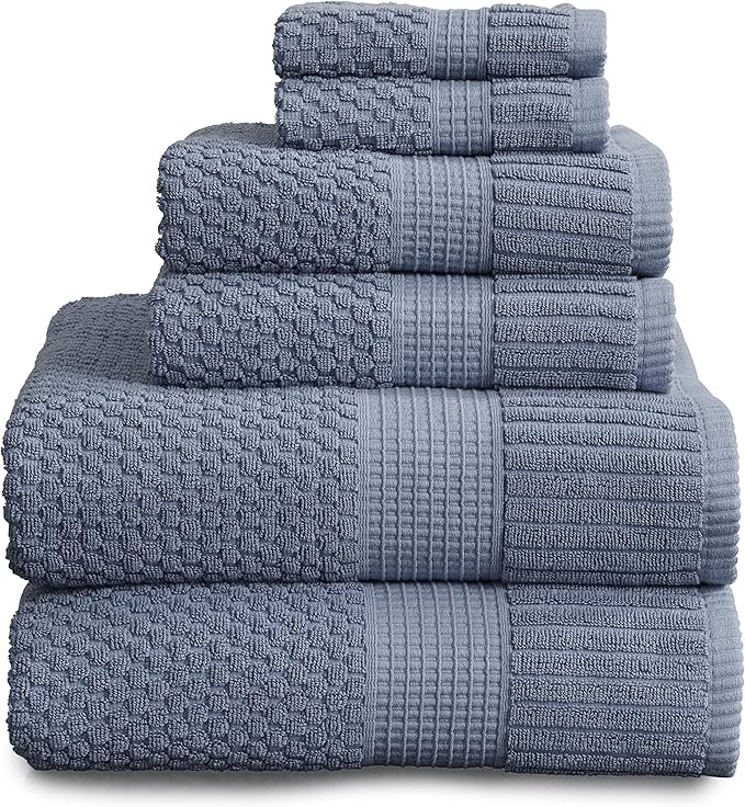 NY Loft 100% Cotton 6 Piece Bath Towel Set | Blue Towels | Oeko-TEX® Standard by NYLoft