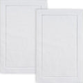 Hawmam Linen White Bath Mats, 21 x 34 inches, Banded Design, Highly Absorbent by HawmamLinen