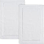 Hawmam Linen White Bath Mats, 21 x 34 inches, Banded Design, Highly Absorbent by HawmamLinen