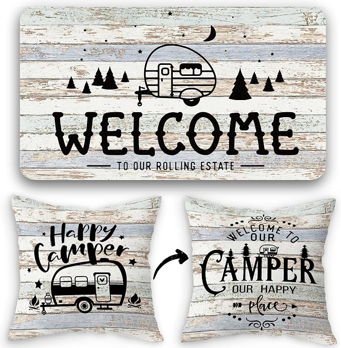 Welcome to Our Rolling Estate Soft Diatom Mud Absorbent Bath Rug 17”x30” by FLDAS