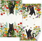 Accnicc 2 Pack Black Cat Bathroom Hand Towels Decorative Spring Floral Dish by Accnicc