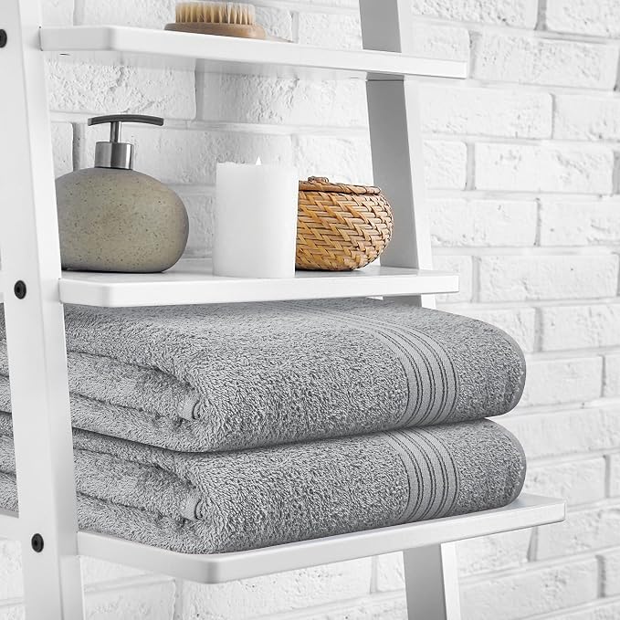 BOUTIQUO 100% Cotton 2 Pack Bath Towel Set 28x55, Eco-Friendly Large Bath Towels - Image 3