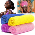 4 Pieces African Net Sponge Authentic Shower loofah exfoliating Body Scrubber by SpiralScgv