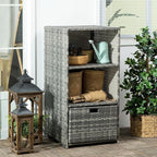 Outsunny Valet Pool Towel Rack, Waterproof PE Plastic Rattan Wicker Storage - Image 2