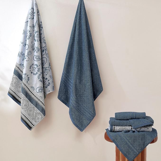 Modern Threads Floral Trail 6-Piece 100% Cotton Towel Set – Reversible Yarn - Image 2