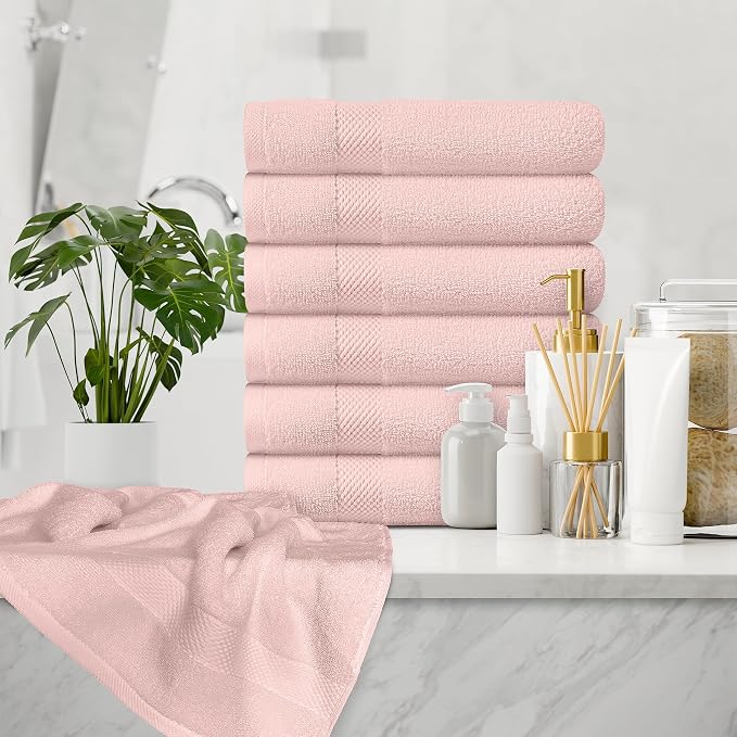 White Classic Luxury Pink Hand Towels - Image 6