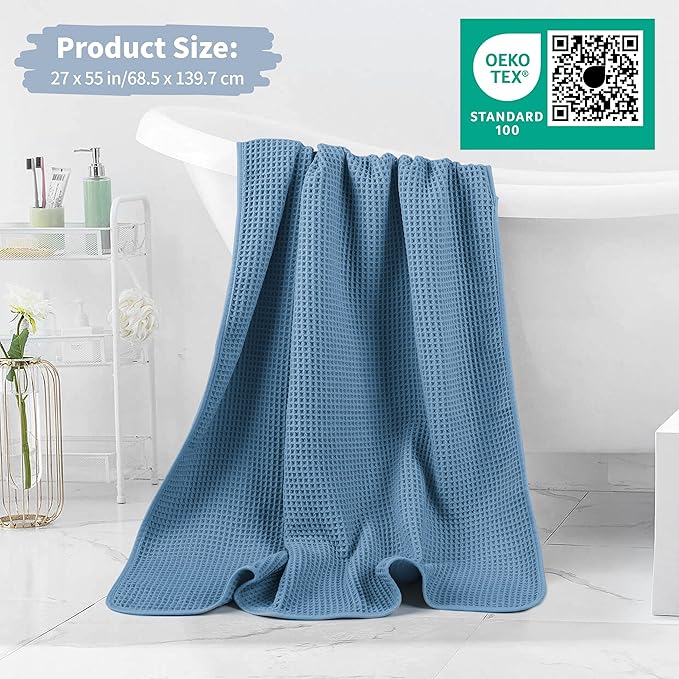 Microfiber Waffle Bath Towels, 4 Pieces, Fast Drying, Lint Free 430 GSM - Image 5