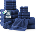 LANE LINEN 100% Mercerized Cotton Bath Towel Set of 18 – Zero Twist Shower by LaneLinen