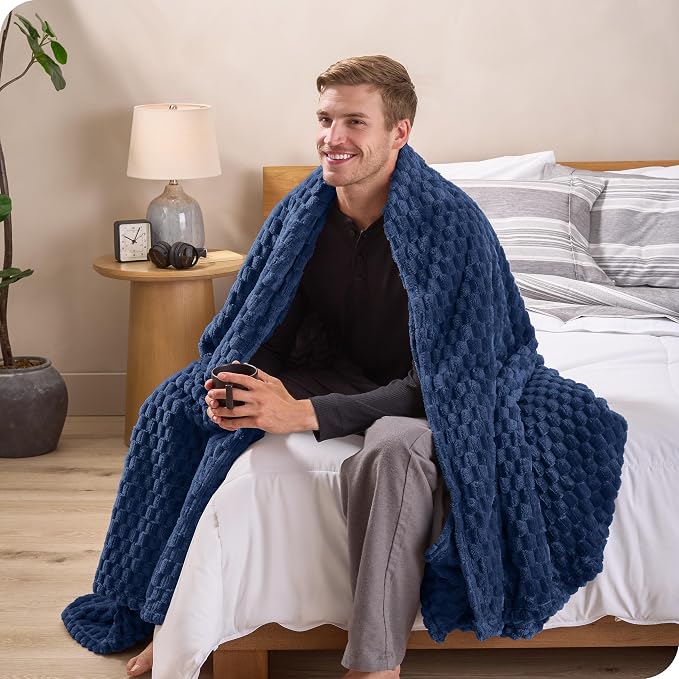Bare Home Textured Fleece Blanket - Image 4