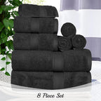 Superior Egyptian Cotton 8-Piece Solid Towel Set, Washcloths 13” x 13” - Image 3