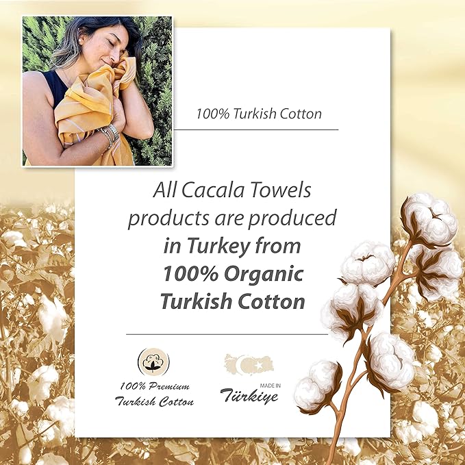 Cacala Lightweight and Thin Turkish Beach Towel 100% Cotton Sand-Free and - Image 5