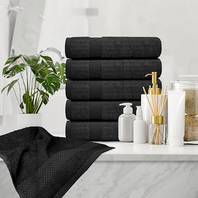 White Classic Luxury Black Hand Towels - Image 6
