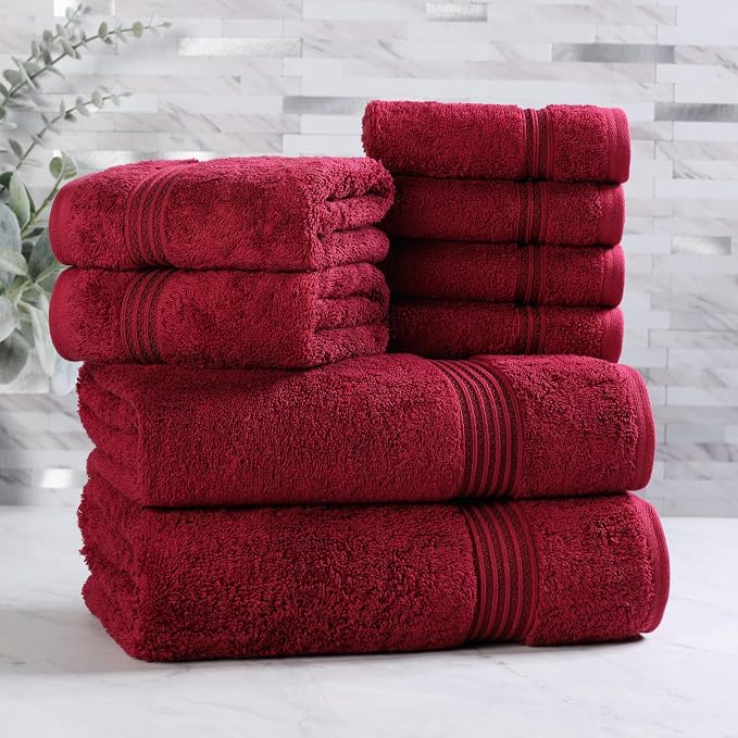 Superior Egyptian Cotton 8-Piece Towel Set, Guest Bath Decor Essentials by SUPERIOR