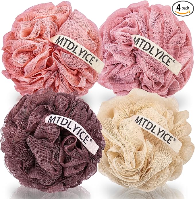 MTDLYICE Loofah Sponge, XXL Large Loofah 100g 4 Pack, Bath Sponge Soft Mesh by MTDLYICE