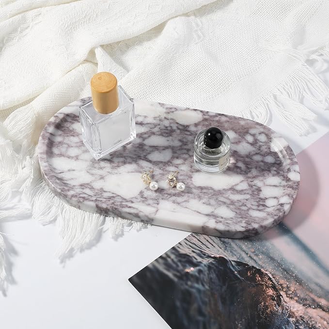 Koville Real Luxurious Natural Marble Vanity Tray, Stone Perfume Trays Jewelry - Image 6