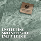 White Classic Wealuxe Green Bath Towels 24x50 Inch, Cotton Towel Set - Image 3