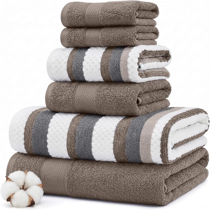Modern Threads Pax 6-Piece Reversible Yarn Dyed Jacquard Towel Set by ModernThreads