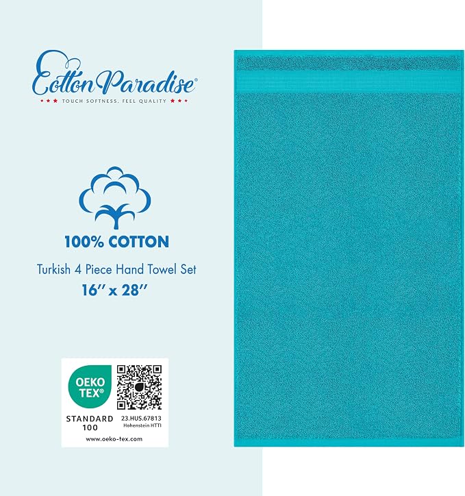 Cotton Paradise Hand Towels for Bathroom, 100% Cotton Turkish 4 Piece Hand - Image 4