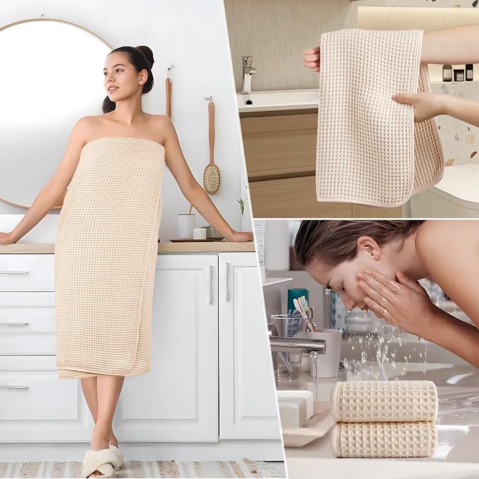 POLYTE 430 GSM Microfiber Quick Dry Lint Free Oversize Bath Towel Set, 6 Piece - Image 5