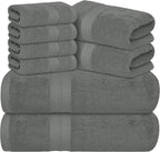 Avalon Towels Luxury 8 Piece Grey Towels Set, 2 Bath Towels, 2 Hand Towels and by AvalonTowels